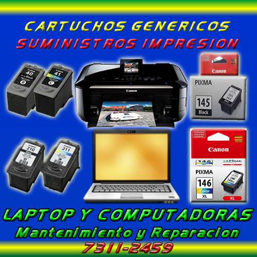 Venta de cartuchos genericos para impresor canon y hp en San Salvador -  Computadoras y Netbooks | 41144