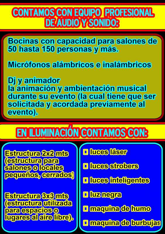 Discomovil sonido audio iluminacion y karaoke para eventos sociales ...